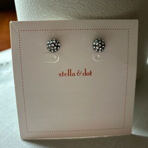 Stella & Dot Soirée Pave Crystal Stud Earrings. Silver. Excellent Condition!